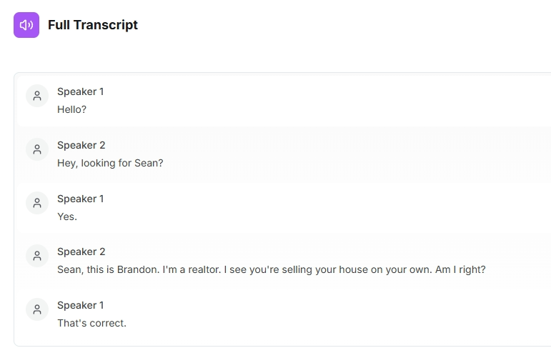Complete Transcript with Speaker Labels Feature
